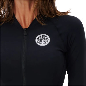 2024 Rip Curl Womens Classic Surf Front Zip UV Rash Vest 12NWRV - Black